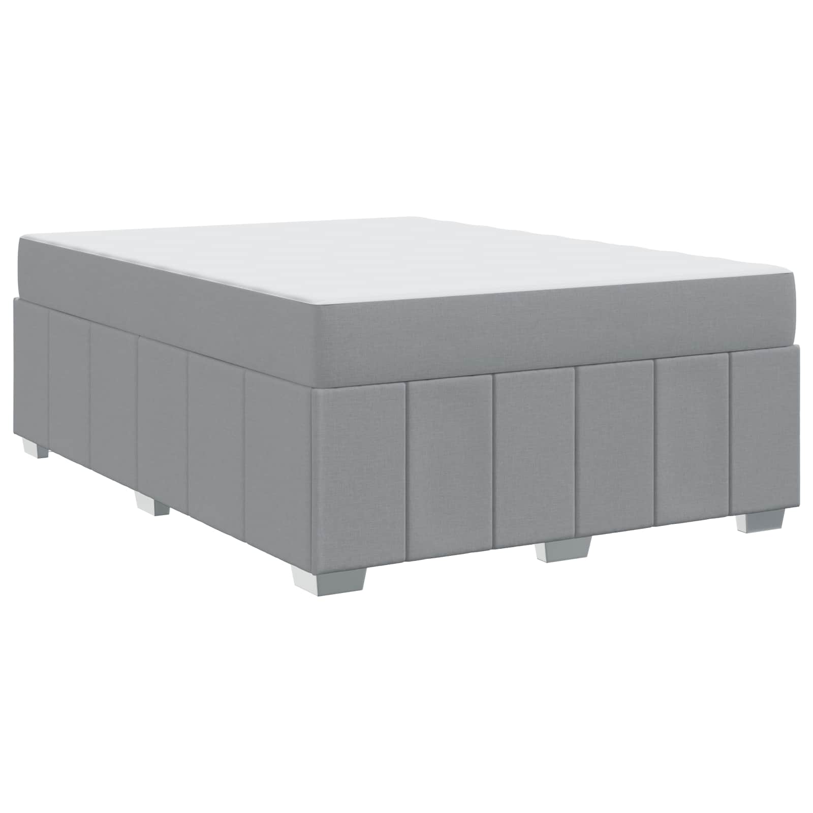 Cadre de lit avec matelas en tissu gris clair pour la chambre, 160 × 200 cm - 4
