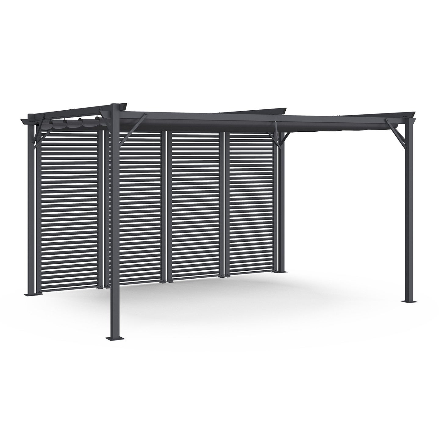 Pergola édition collector persienne toit rétractable 3x4M 4 pans modulables gris anthracite - 2