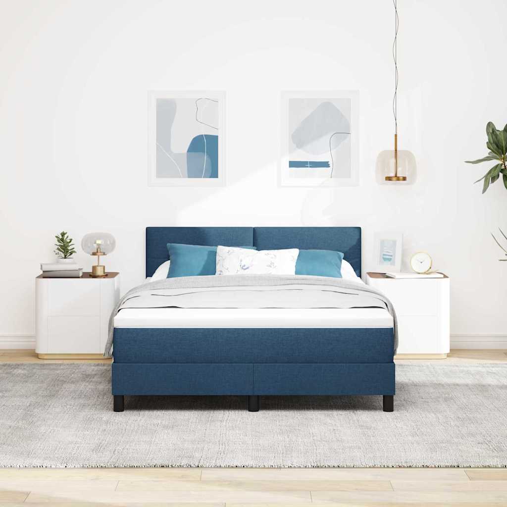 Cadre de lit avec matelas avec matelas Bleu 160 x 200 cm tissu - 5