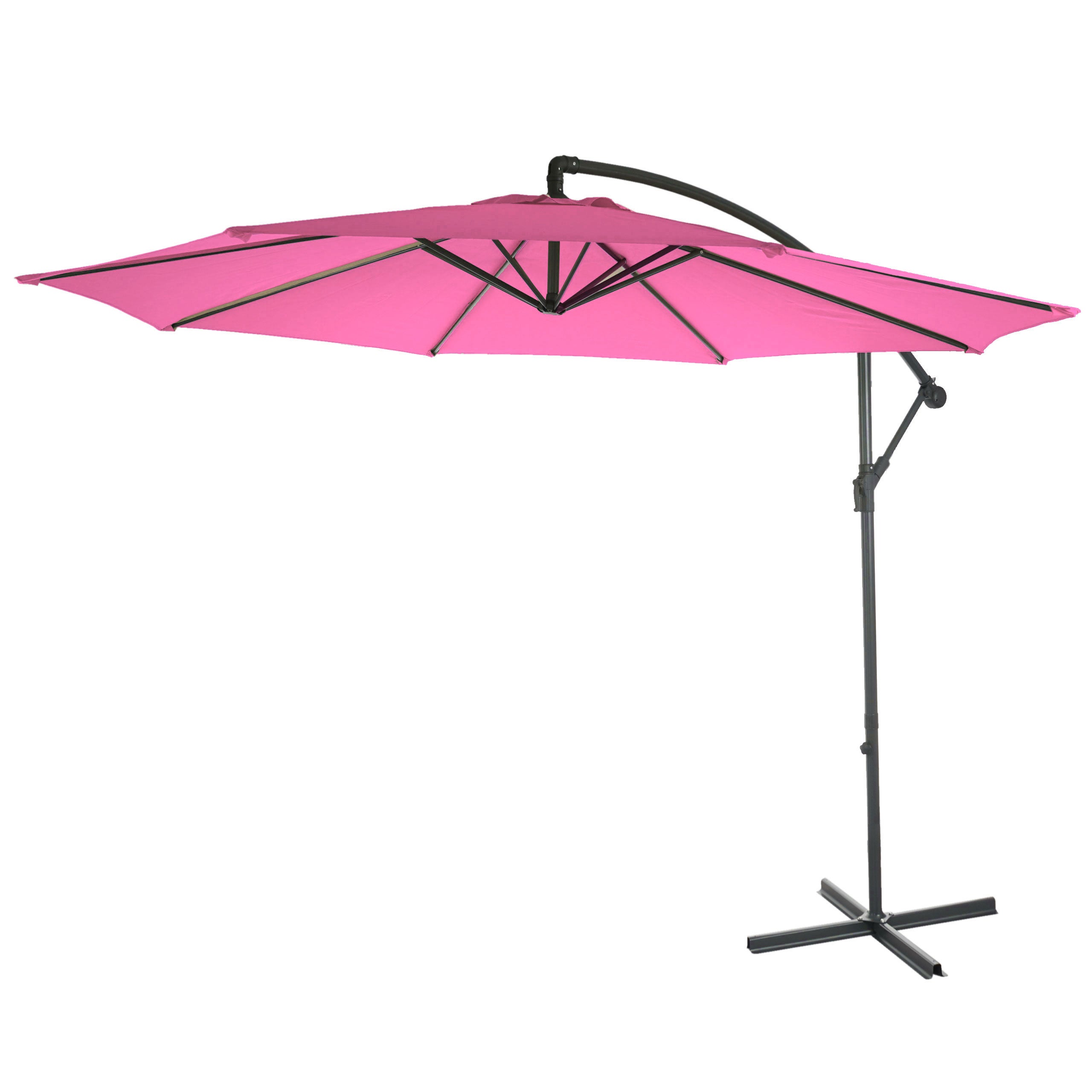 Acerra parasol wspornikowy, parasol przeciwsłoneczny, Ø 3m uchylny, poliester/stal 11kg ~ różowy bez stojaka
