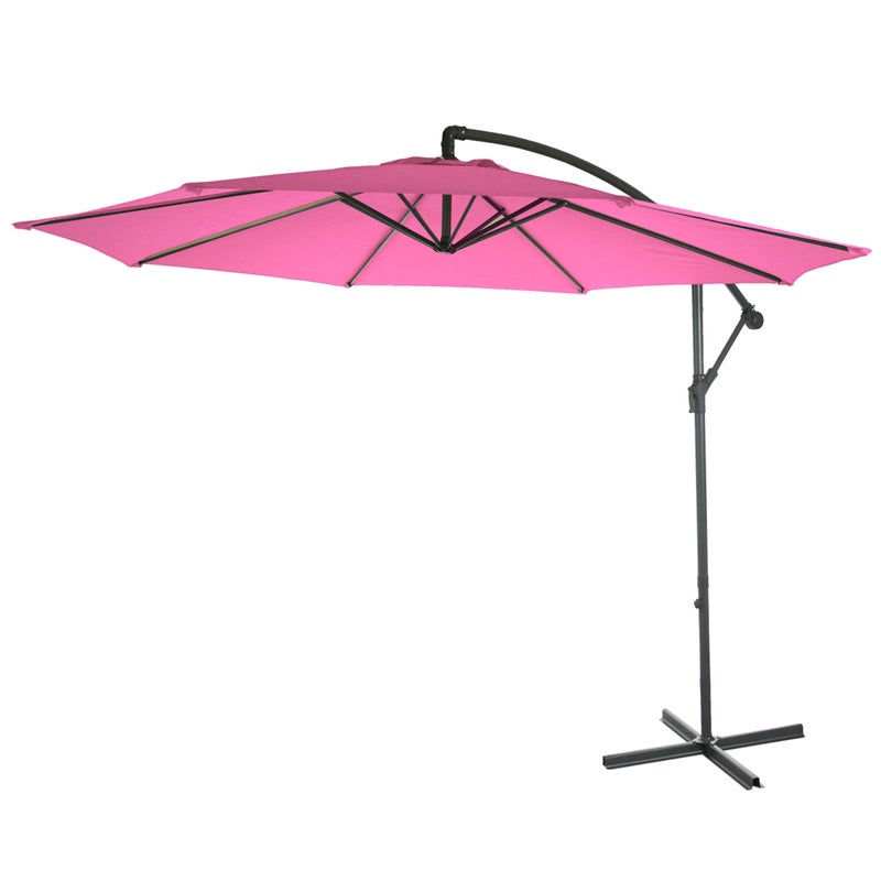 Acerra parasol wspornikowy, parasol przeciwsłoneczny, Ø 3m uchylny, poliester/stal 11kg ~ różowy bez stojaka