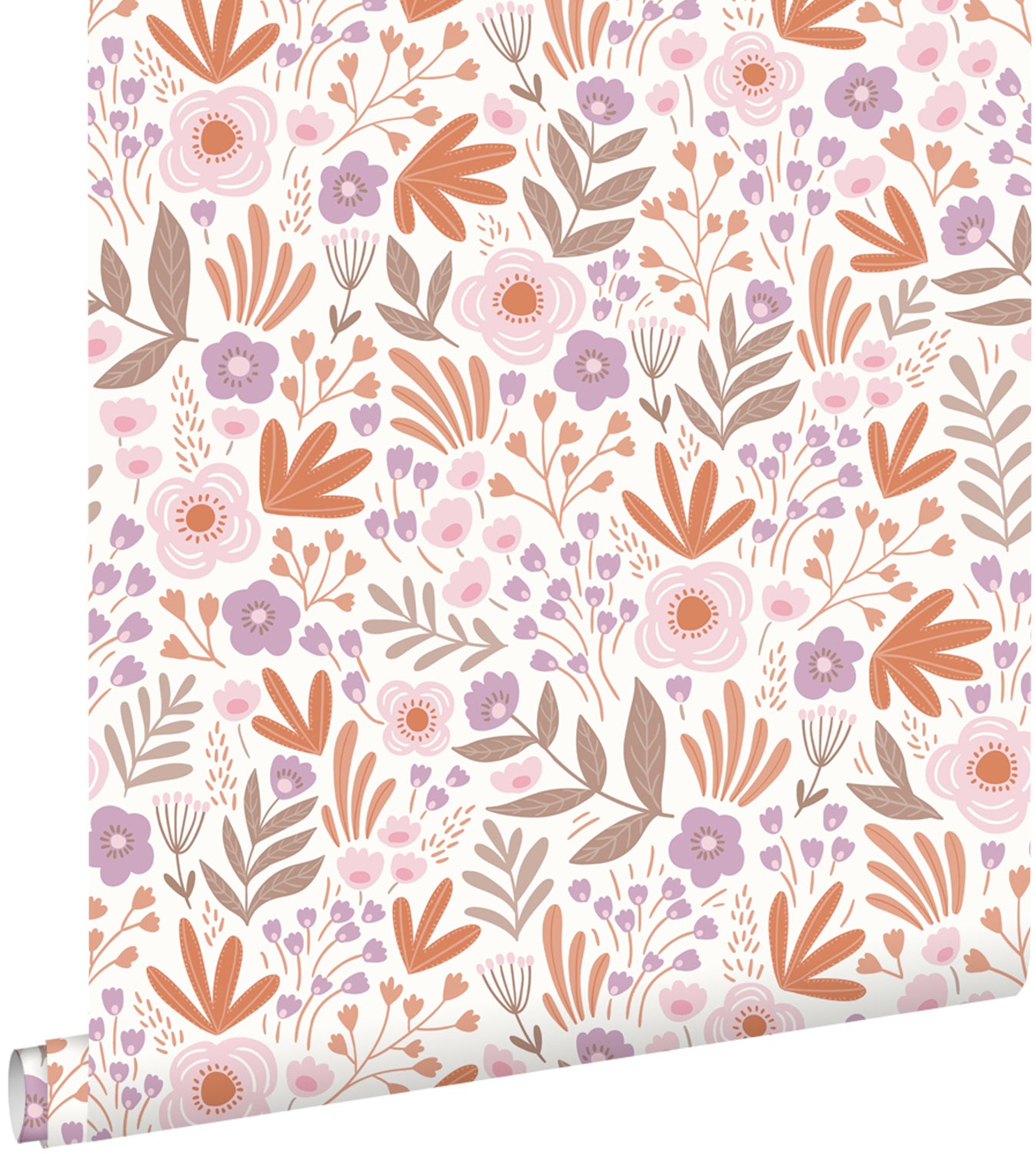 Tapeta kwiaty pomarańczowymIfioletowym - 50 x 900 cm - ESTAHOME