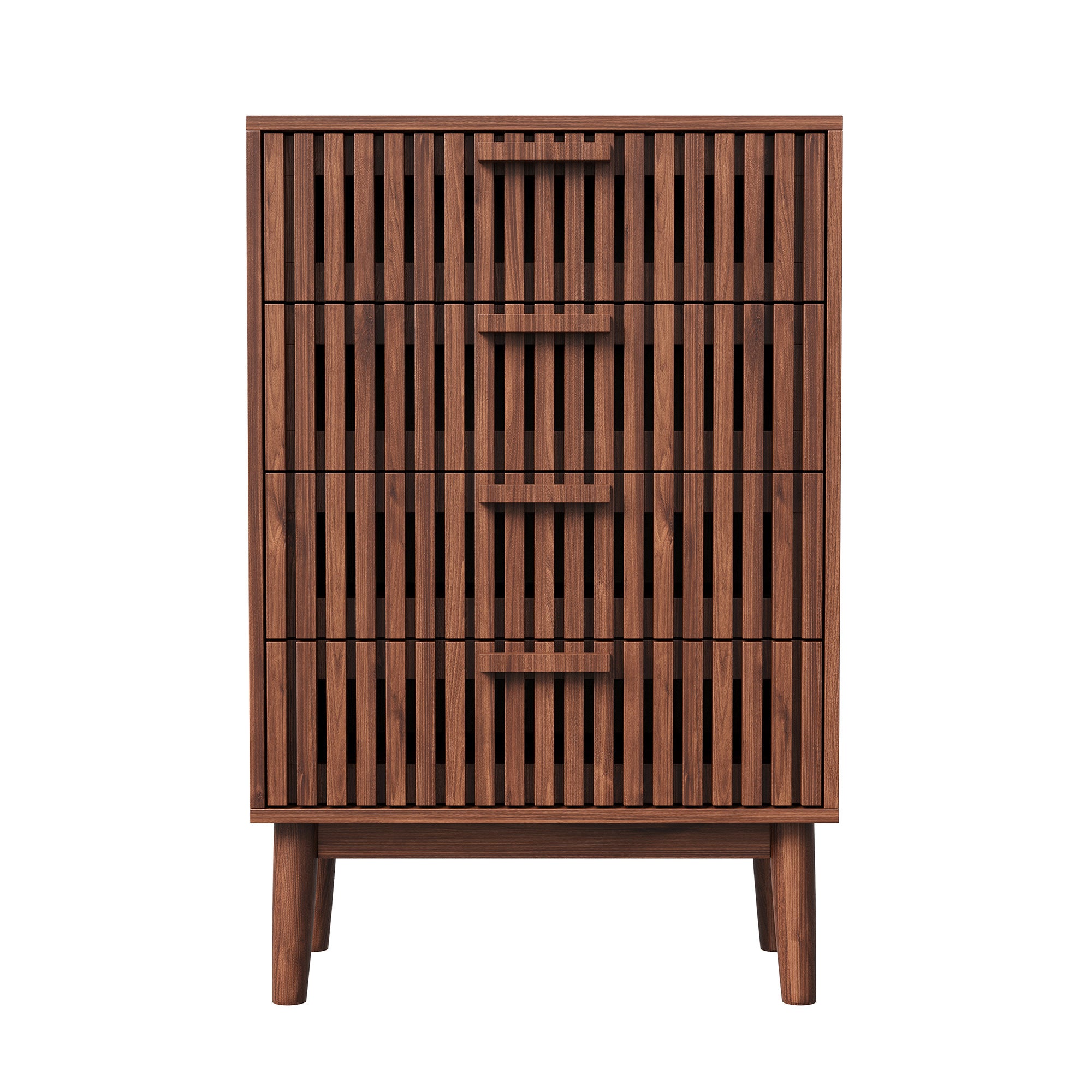 Commode avec 4 tiroirs - poignées en bois - commode de chambre en bois - Style rétro - 60x34x91cm - pour chambre salon - Bois noyer - 8