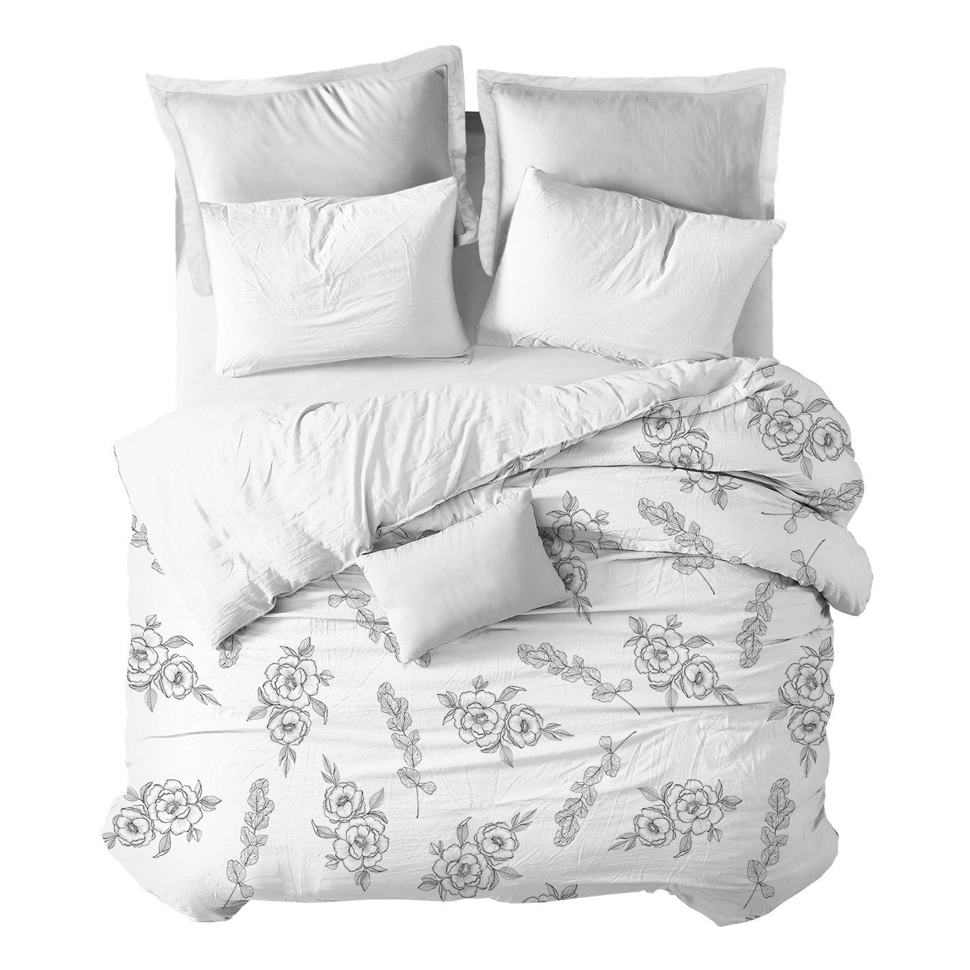 Capa de edredão Flor Contorno Cama200 (290X270) Branco - 3