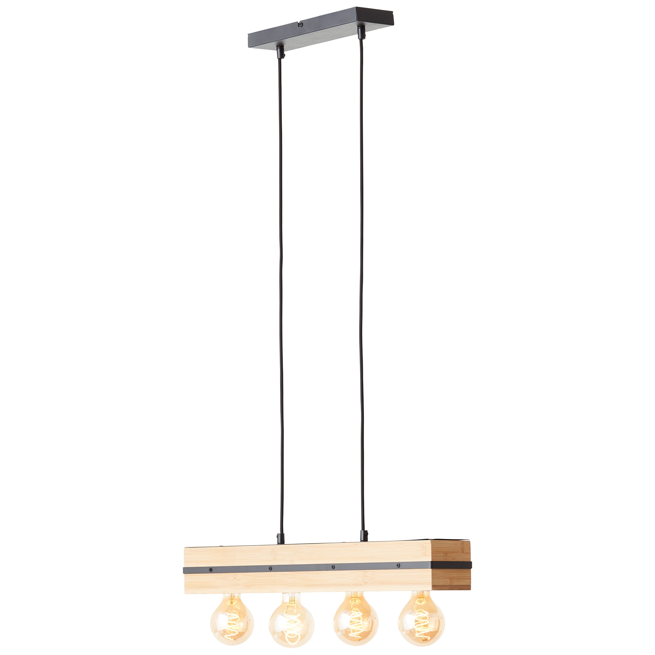 Brilliant Benny lampa wisząca 60 cm czarny mat/naturalny, metal/bambus, 4x A60, E27, 40 W - 4