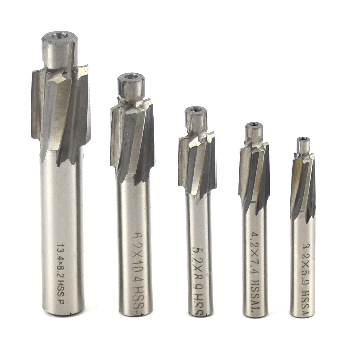 Szt. frezów trzpieniowych HSS-AL 4-ostrzowych, rozmiary M3 M4 M5 M6 M8, do obróbki CNC aluminium, miedzi, stali i żeliwa