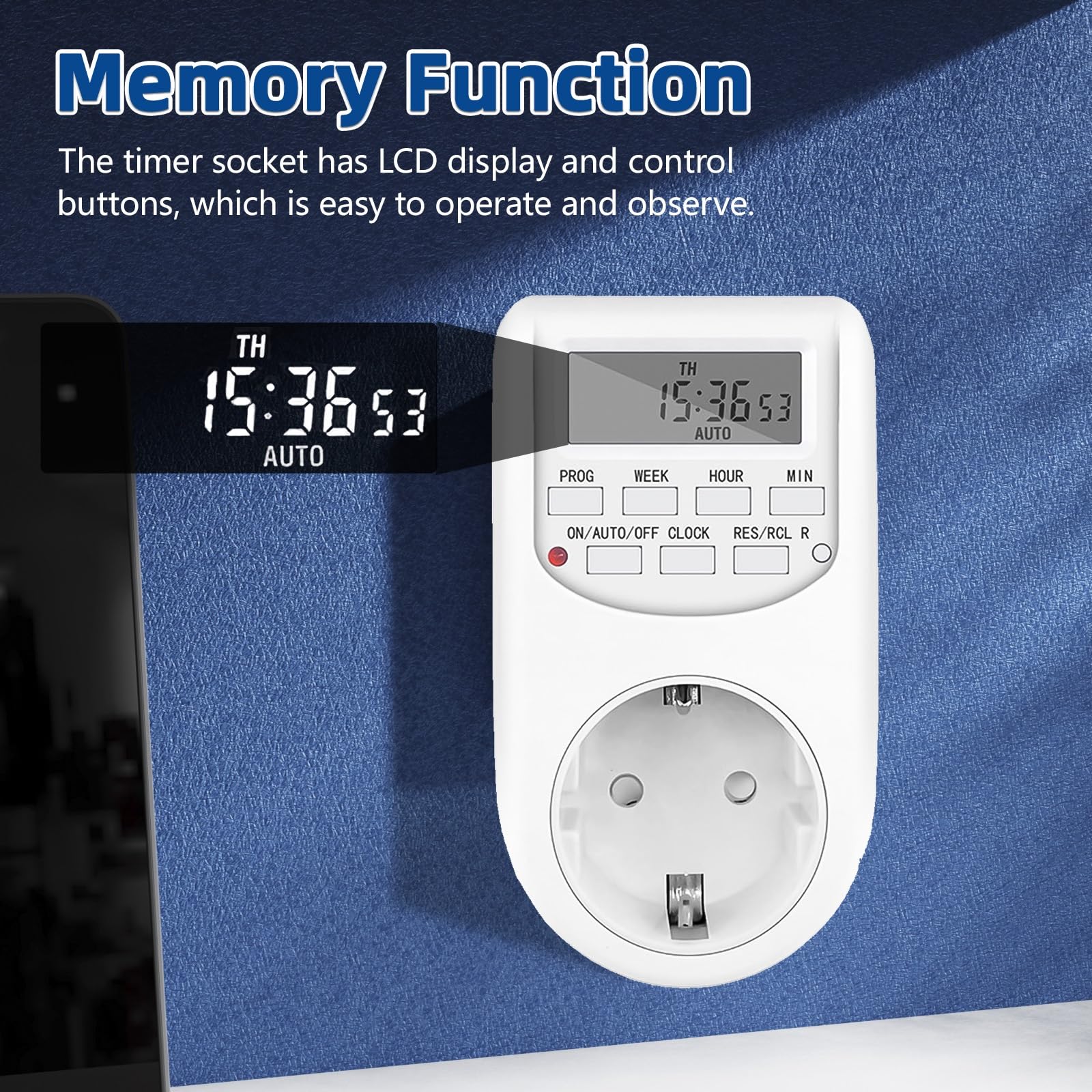 Prise Programmable Digitale, Prise Minuteur Minuterie Numérique Programmable 24 Heures/Semaine avec 16 Programmes de Groupe, AC 230V 10A 2300W - 4