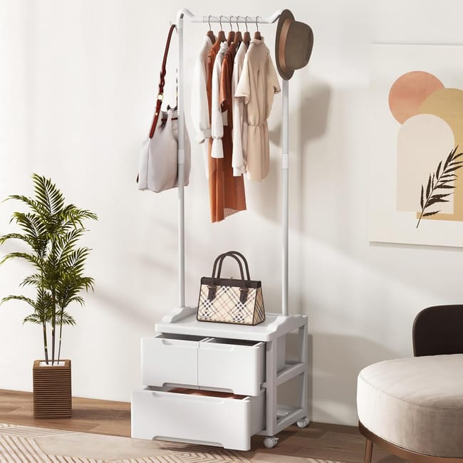 Appendiabiti Con Specchio LARFOEK - 11 Scomparti Aperti E 3 Ganci Per Ingresso E Camera - Foto 7