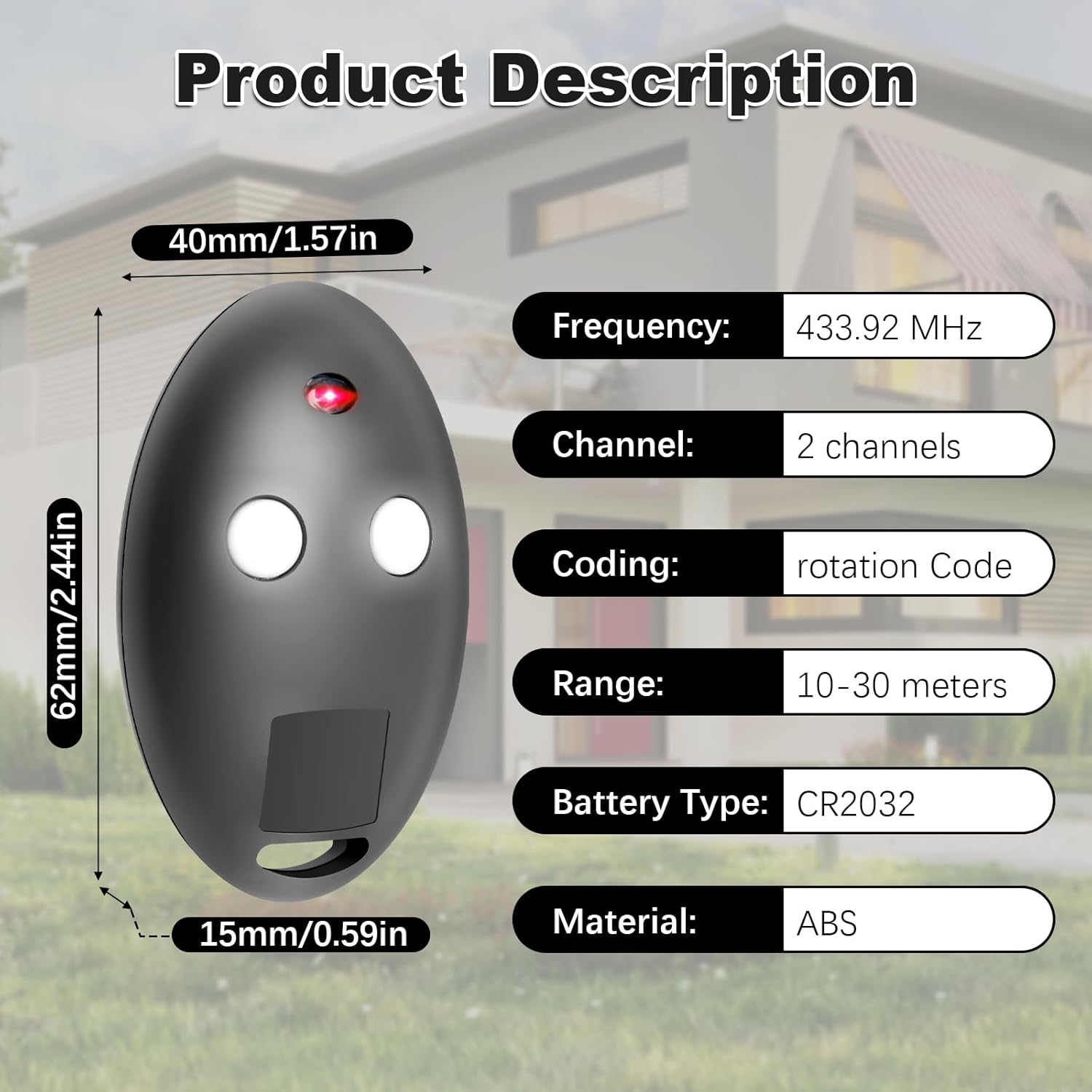 Telecomando Per Porta Da Garage A 433,92 MHz, Compatibile Con BFT Mitto 4 B Rcb4 Codice Rolling Code Facile Programmazione 2 Pezzi 98892535 - Foto 6