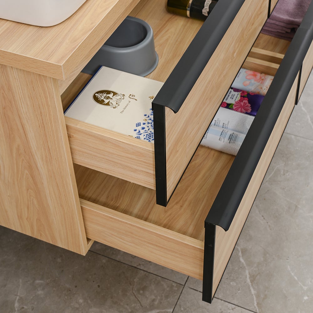 LuxuryBain - Meuble de salle de bain double vasque 120cm chêne clair avec miroir led - 3