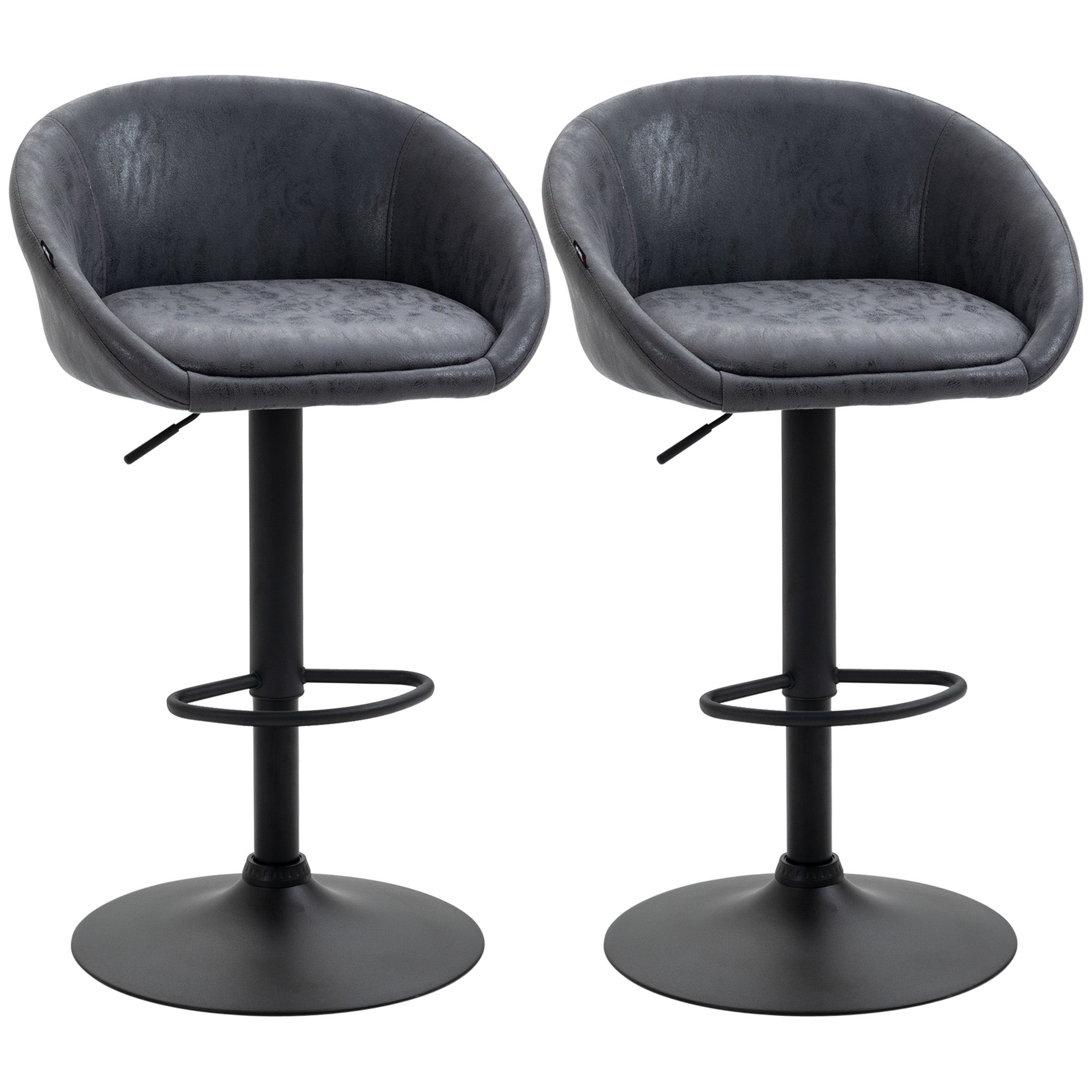 Dibea Lot De 2 Tabourets De Bar Pivotants 360° – Réglables En Hauteur, Simili Cuir Noir, Charge 130 Kg
