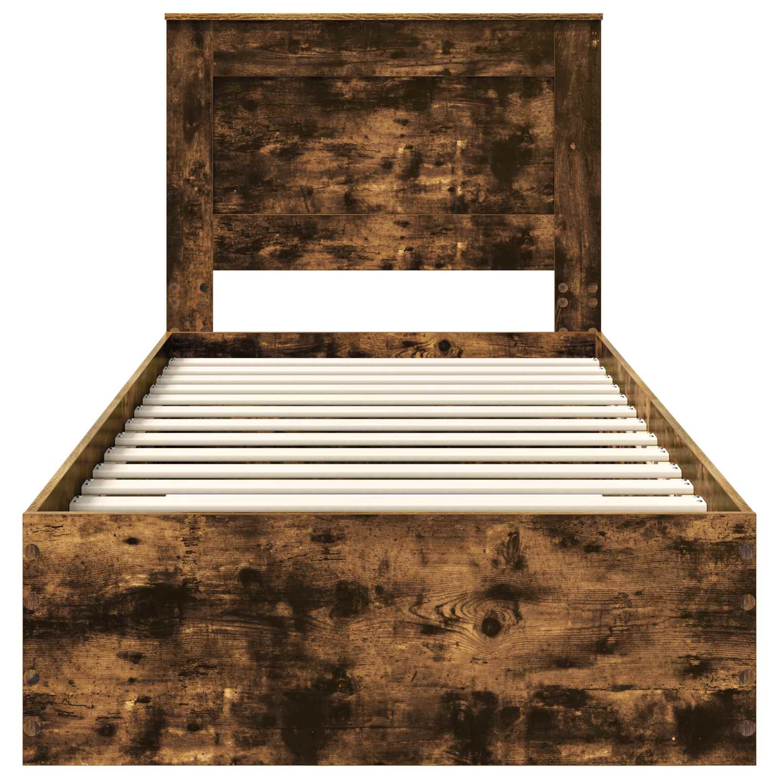 Cadre de lit chêne fumé et argent 75 x 190 cm en panneau de bois - 7