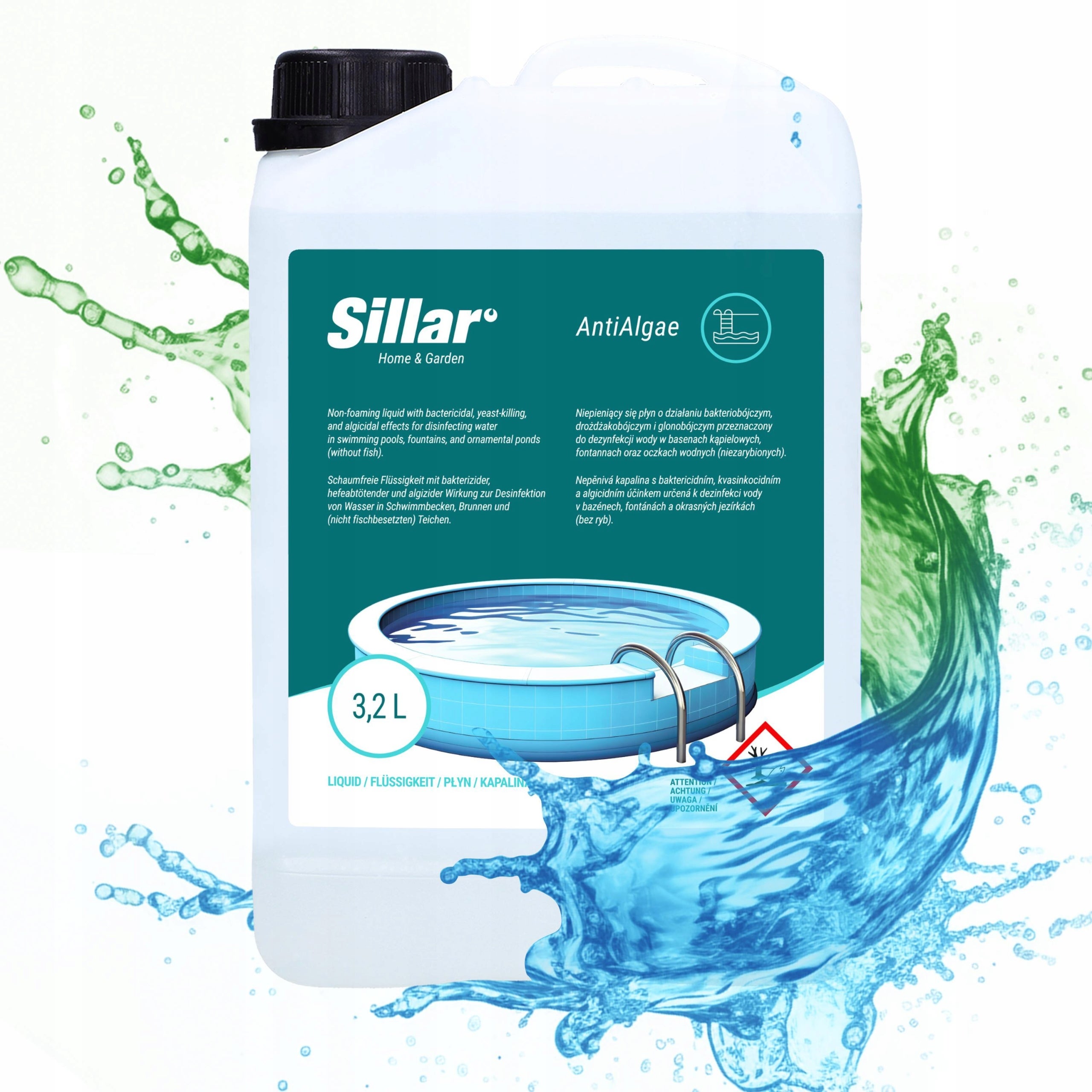 Antyglon środek na glony 3,2l do basenu jacuzzi spa Sillar zielona woda