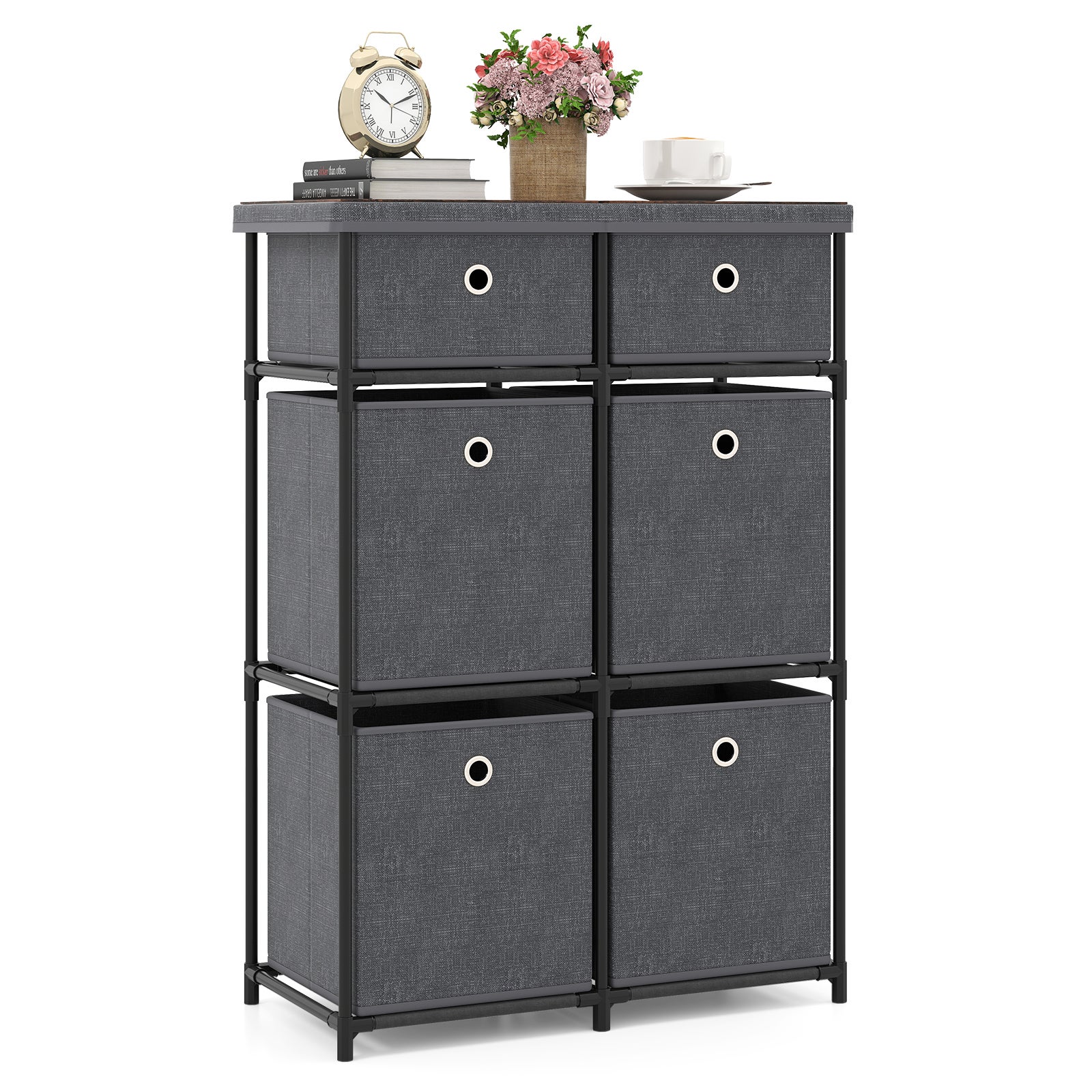 YITAHOME Commode Chambre - 7 Tiroirs en Tissu - Meuble de Rangement - Cadre en Métal - Chambre - Salon - Gris Profond - Maison