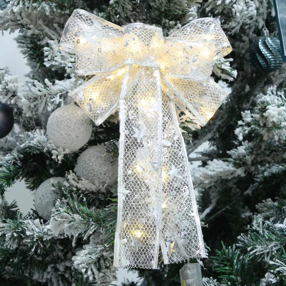 Świąteczna wstążka LED z kokardą 31cm, prezent ze świecącą wstążką, dekoracja świąteczna, kokardy na wieniec choinkowy DIY