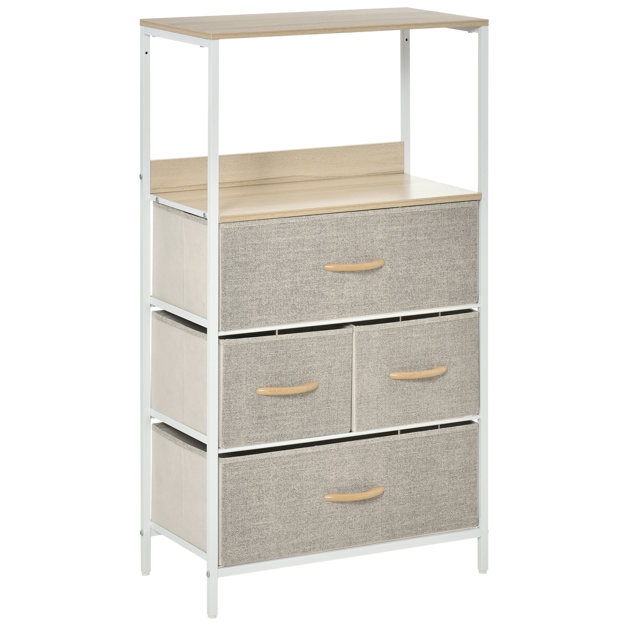 Commode de rangement à 4 tiroirs avec étagères, gris clair, idéale pour ...