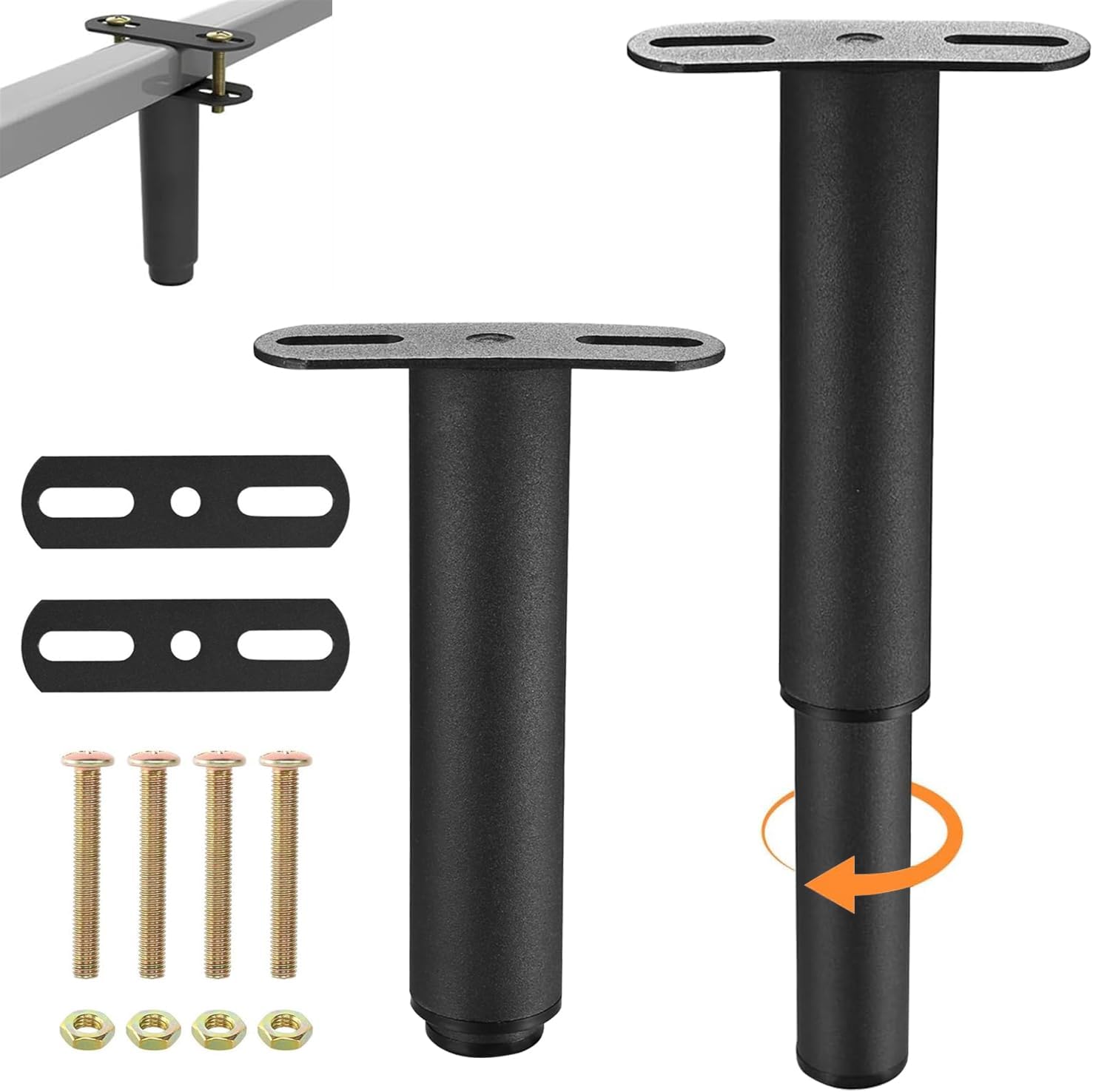 2 bucăți picioare metalice retractabile reglabile 18-33 cm, picioare negre DIY pentru iluminat, canapea, masă și masă rotundă