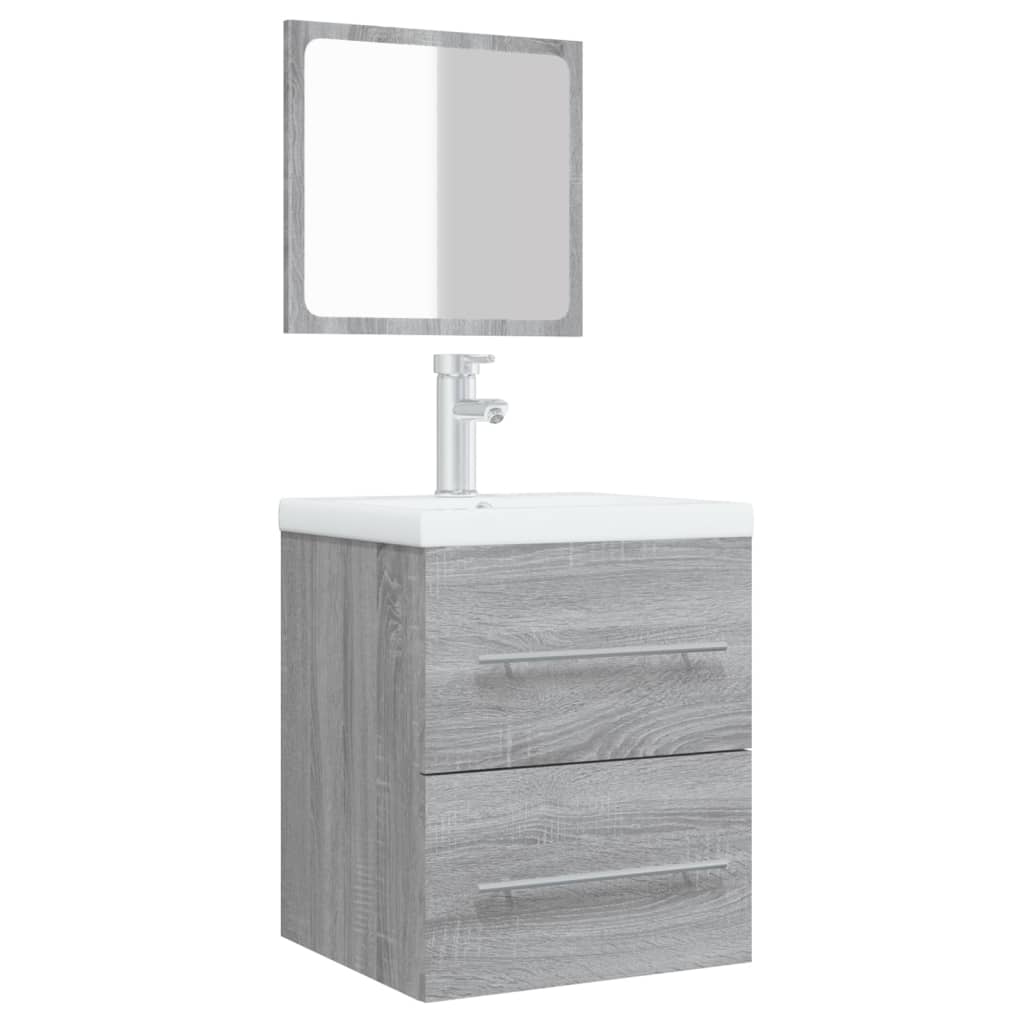 vidaXL Mobile da Bagno con Specchio Grigio Sonoma 41x38,5x48 cm - 4