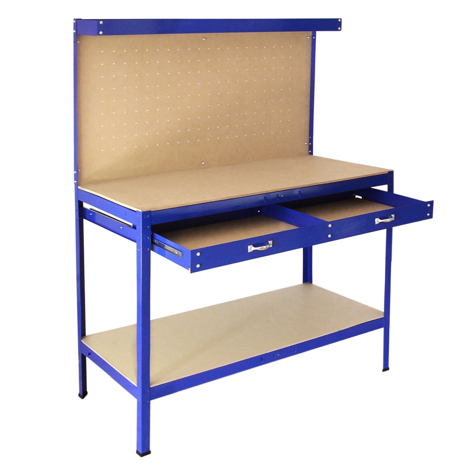 Établi de Travail en Acier Bleu Robuste & Panneau Perforé 120 x 60 cm Capacité de 370 kg Assemblage Facile Sans Boulons - 4