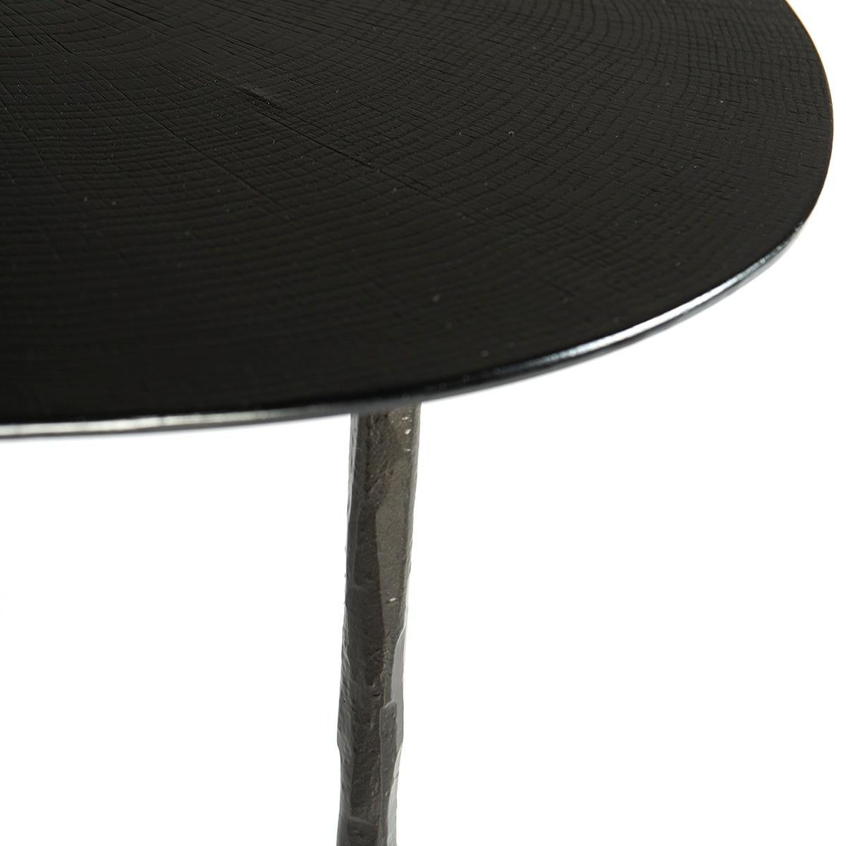 Table d'appoint ronde bois et métal noir Keysha - 3