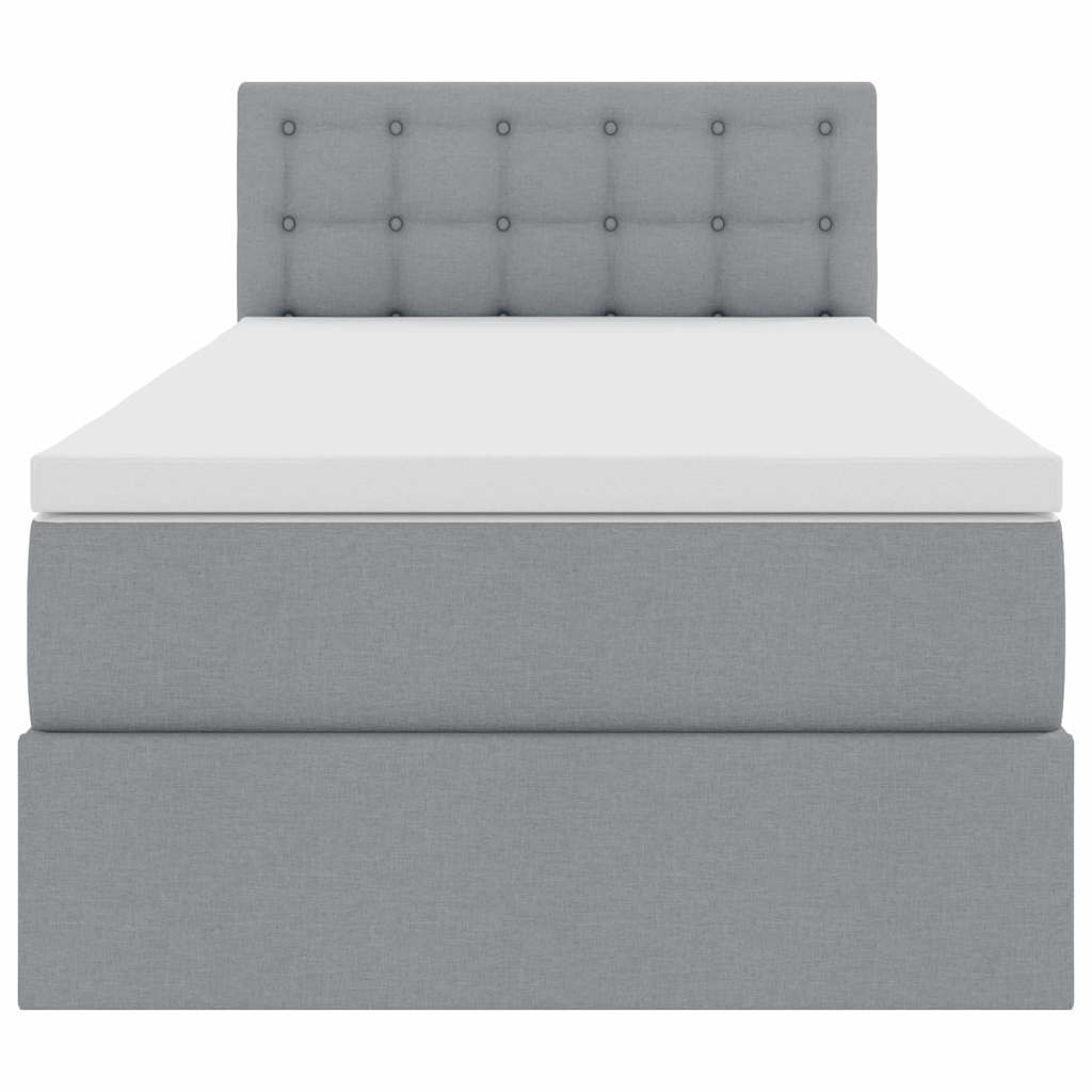 Lit avec rangement et matelas gris clair 90 x 190 cm velours - 7