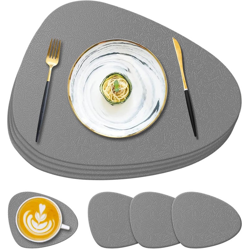 Zestaw 4 ciemnoszarych silikonowych podkładek i podstawek, 13,8 x 11,1 x 0,15 cm, antypoślizgowe, zmywalne, odpowiednie do stołów jadalnych