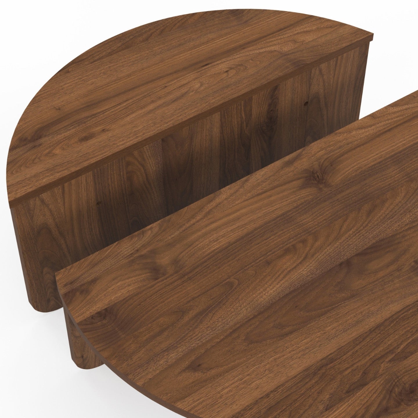 Lot de 2 tables basses rondes GUILIA 90 cm asymétriques effet noyer - 5