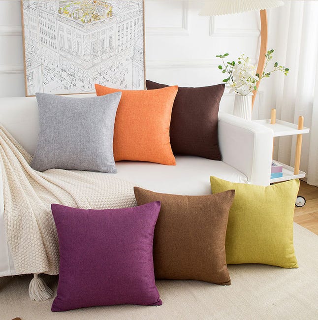 Set di 2 fodere per cuscini decorativi quadrati in lino spesso con cerniera invisibile per divano letto e ufficio (45 x 45 cm, rosso vino) | Leroy Merlin Set di 2 fodere per cuscini decorativi quadrati in lino spesso con cerniera invisibile per divano letto e ufficio (45 x 45 cm, rosso vino) | Leroy Merlin