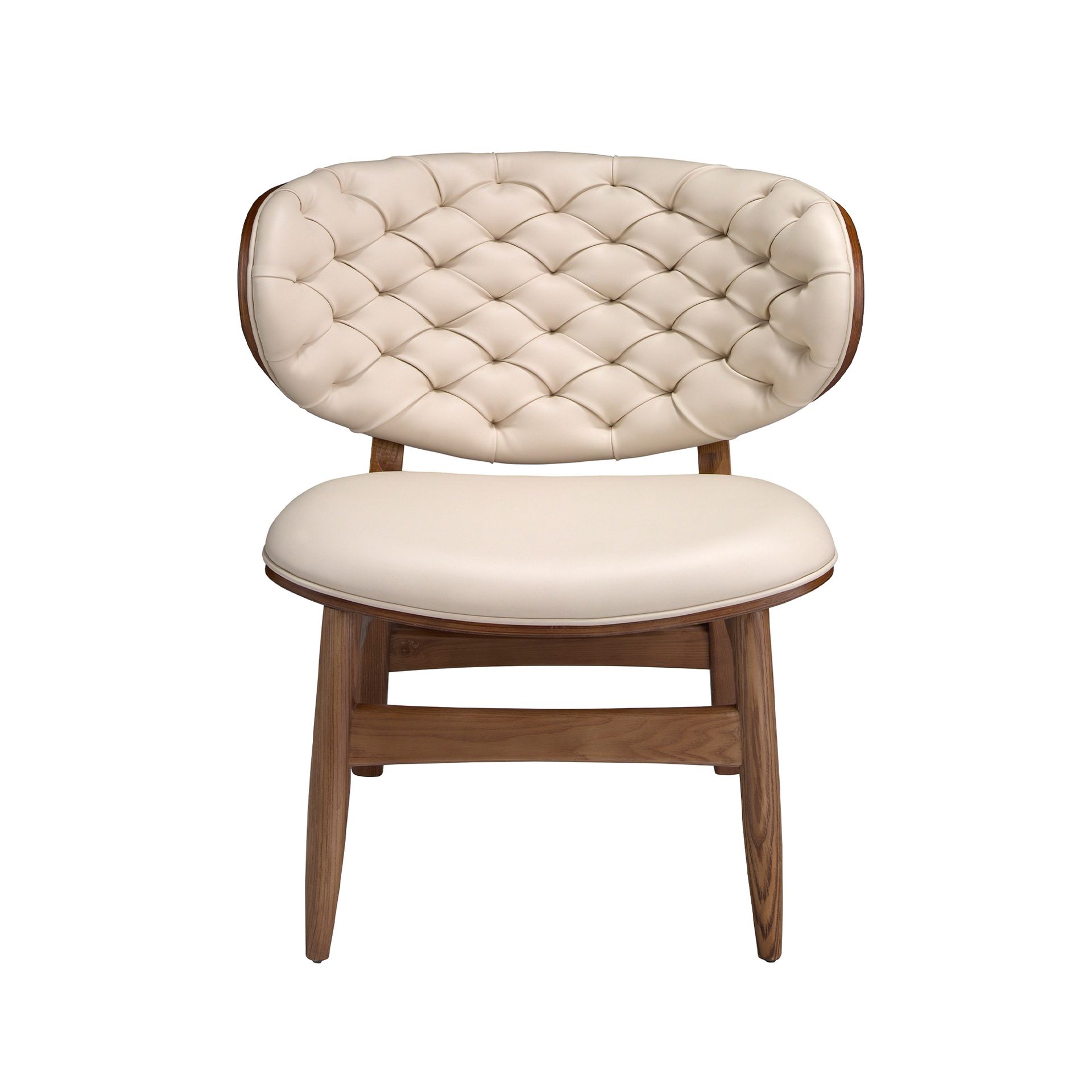 ANGEL CERDA Fauteuil en similicuir sable et noyer - 2