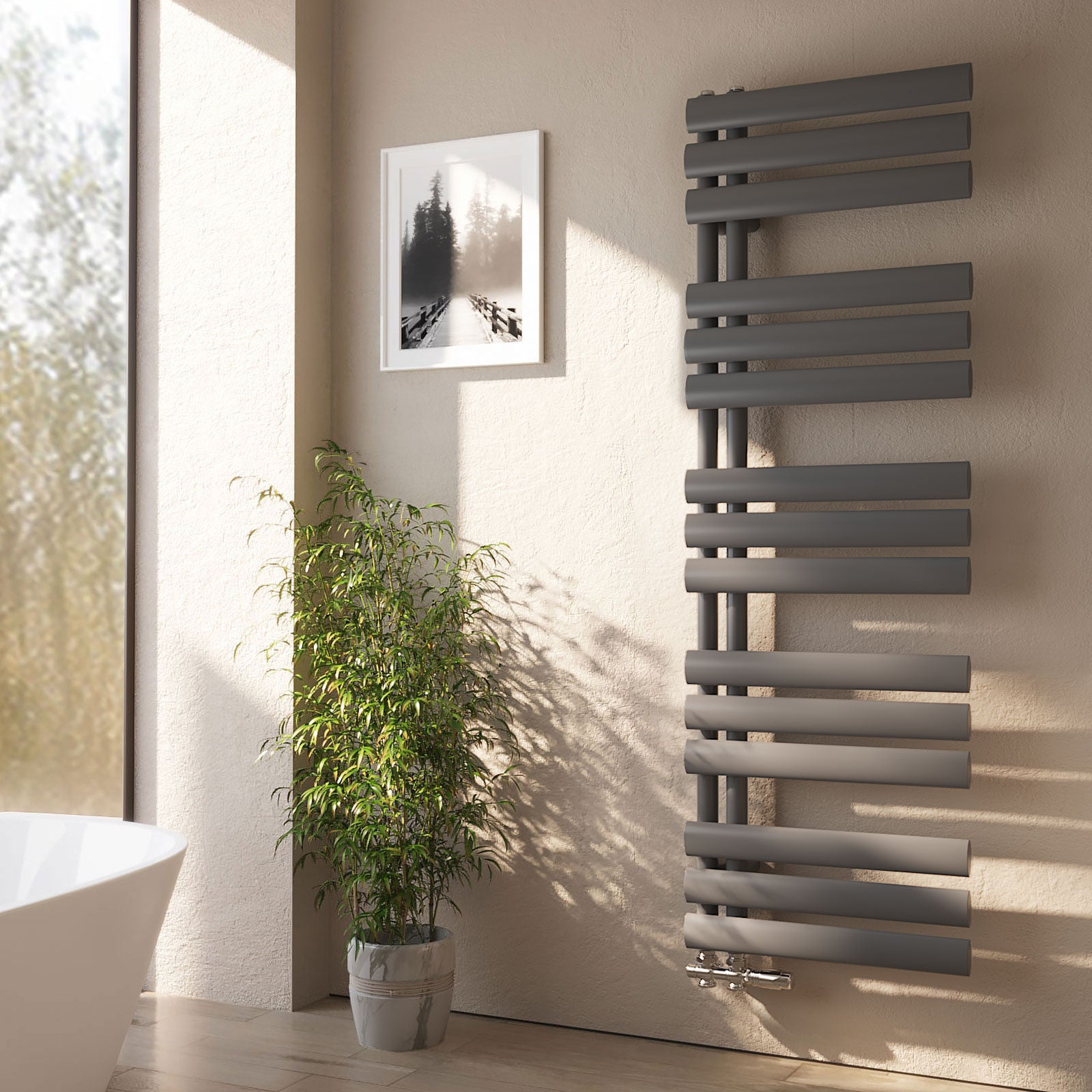 EMKE Grzejnik Łazienkowy 510W, 143x40 cm, 5,3 bar, do 5 m² – Antracytowy