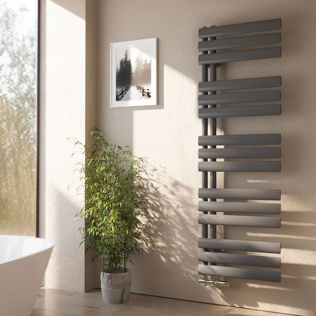 EMKE scaldasalviette ad acqua calda con attacco laterale radiatore scaldasalviette antracite 143 × 40 cm 510 watt