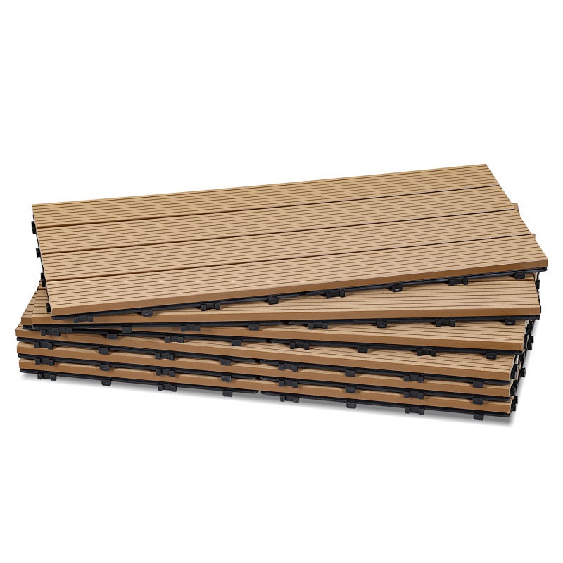 Płytki tarasowe WPC z drewna tekowego 30 × 60 cm – 4 listwy, podłoga zewnętrzna, opakowanie 48 sztuk, 8 m²