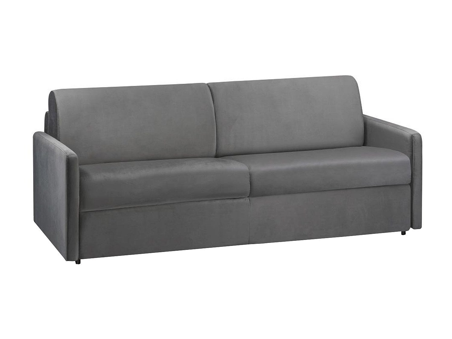 Kanapa 4-osobowa rozkładana z weluru CALIFE - Kolor antracytowy - Łóżko 160 cm - Materac 18 cm