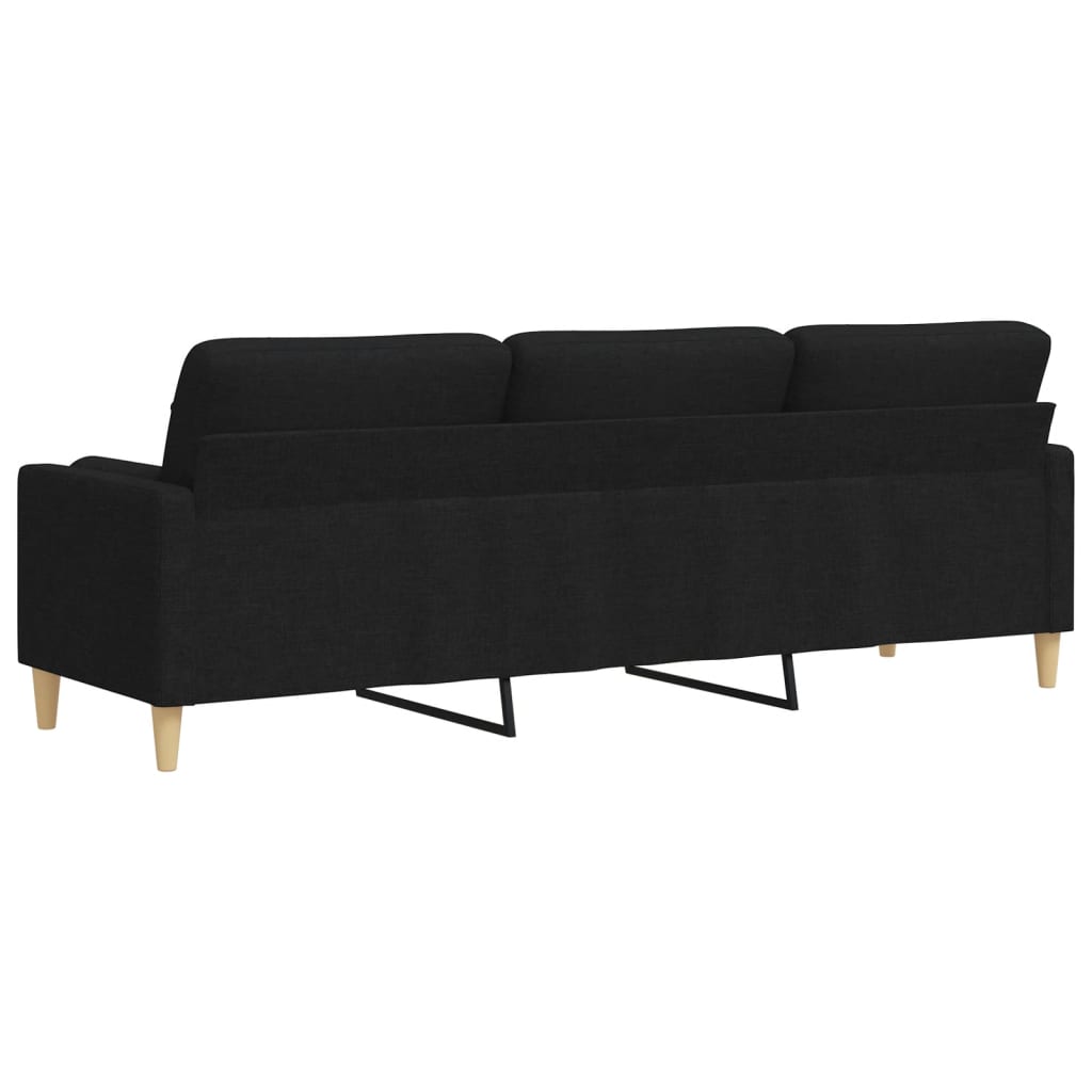 vidaXL Canapé 3 places avec oreillers décoratifs noir 210 cm tissu - 5