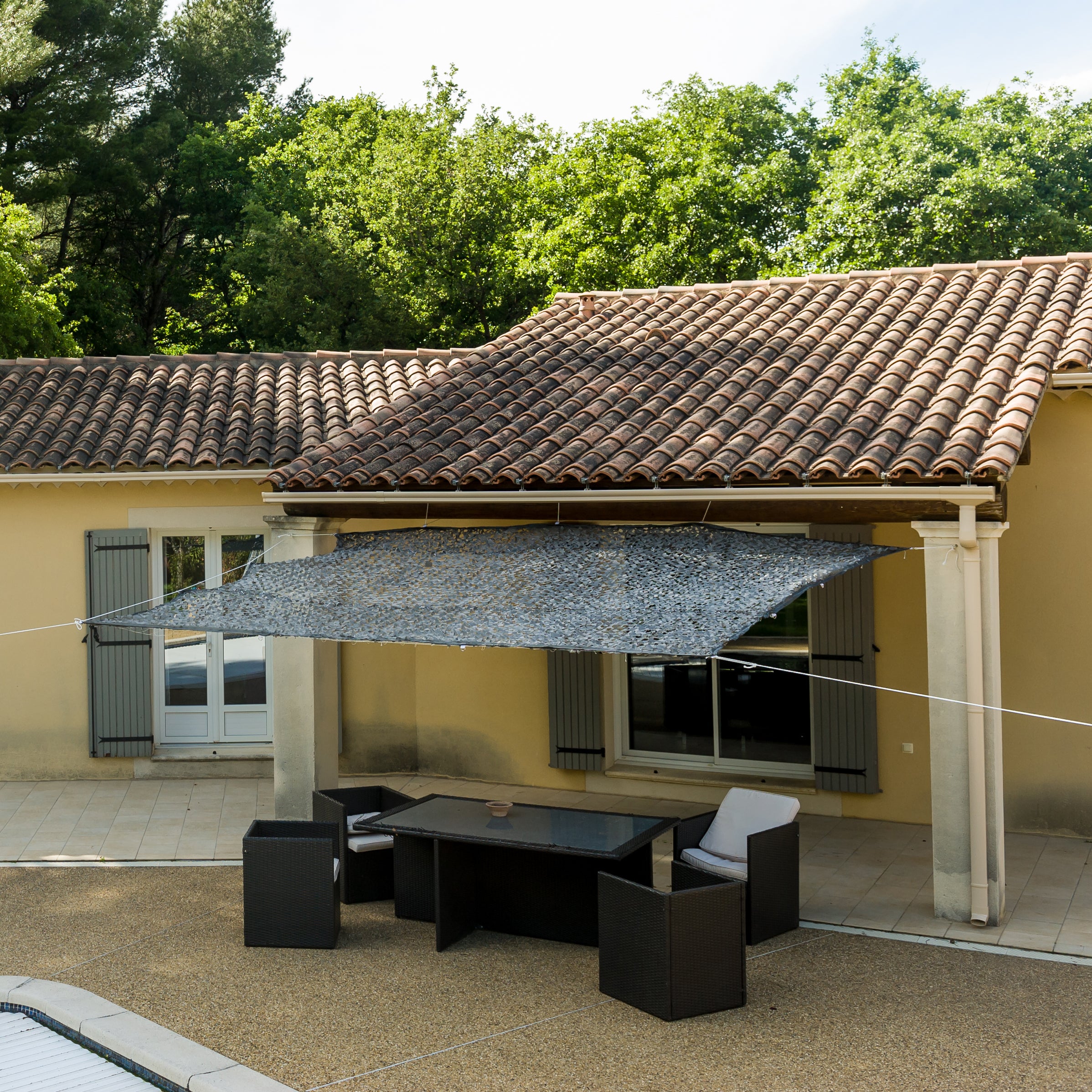 Toile d'ombrage ajourée grise 120 g/m2 4 x 5m - 3