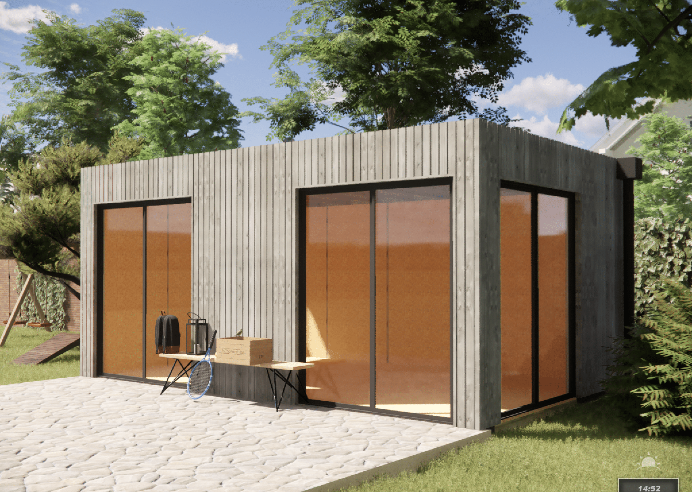 Studio de jardin hébergement en bois 5,5 x 3,5 x 2,7 m / menuiseries alu k-line - 6