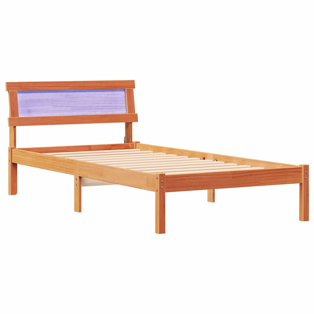 Łóżko Drewniane Brązowe Rama Łóżka Ze Stelażem Sypialnia Pokój 80 x 200 cm