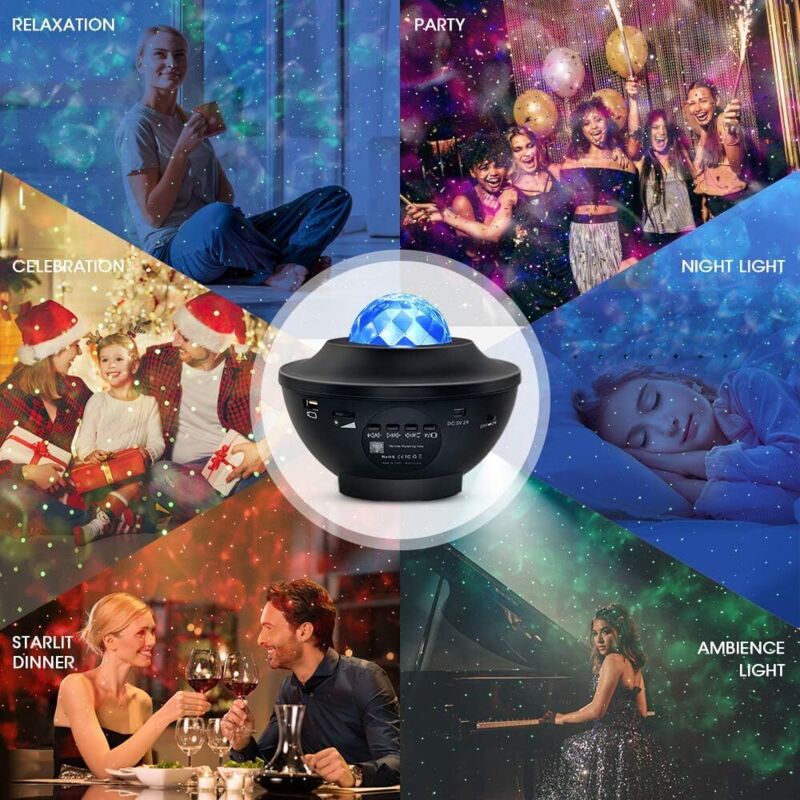 Projecteur LED ciel étoilé avec télécommande – Minuterie + enceinte Bluetooth – Lampe étoile pour chambre enfant - 4