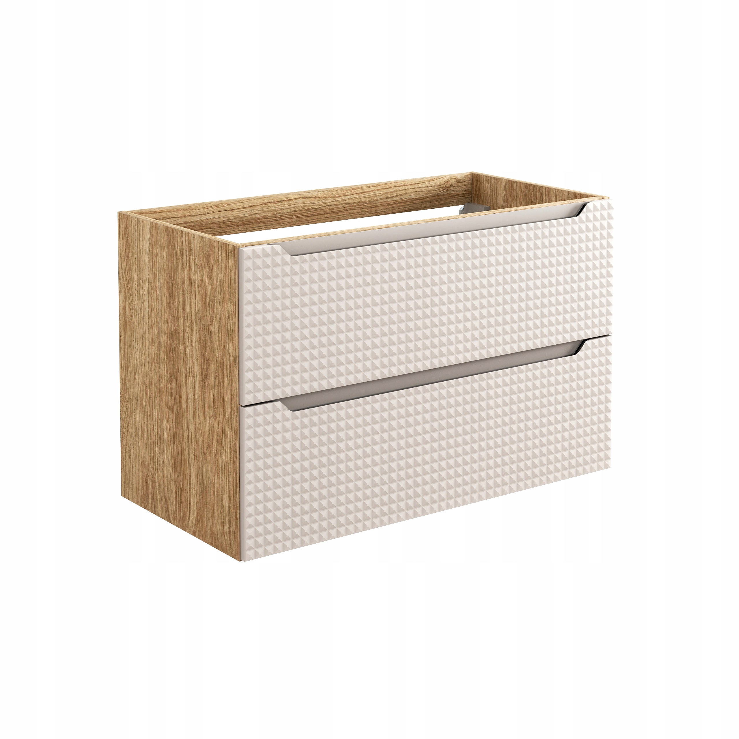 Szafka łazienkowa LUXOR 90 cm beżowa dąb olejowany front 3D MDF z szufladami - 9