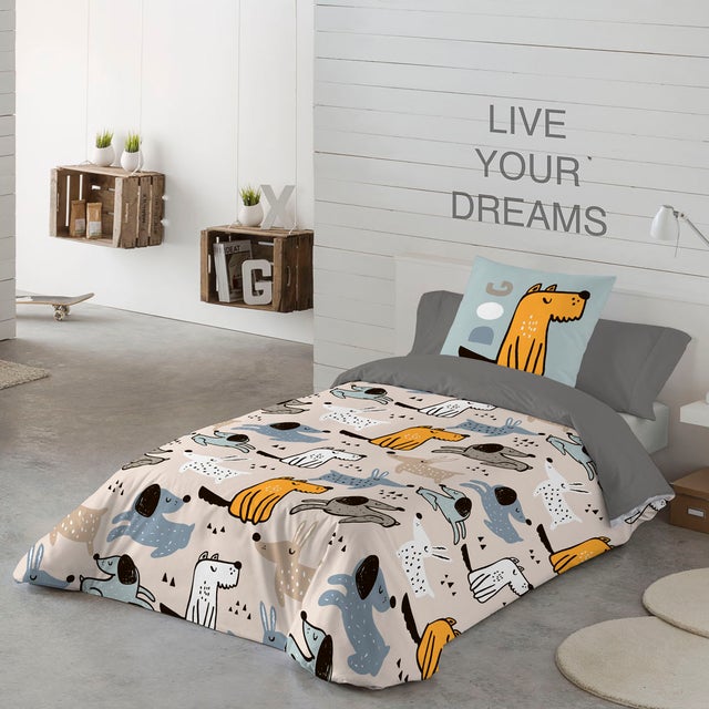 HOUSSE DE COUETTE CHIENS 100% COTON LIT 90