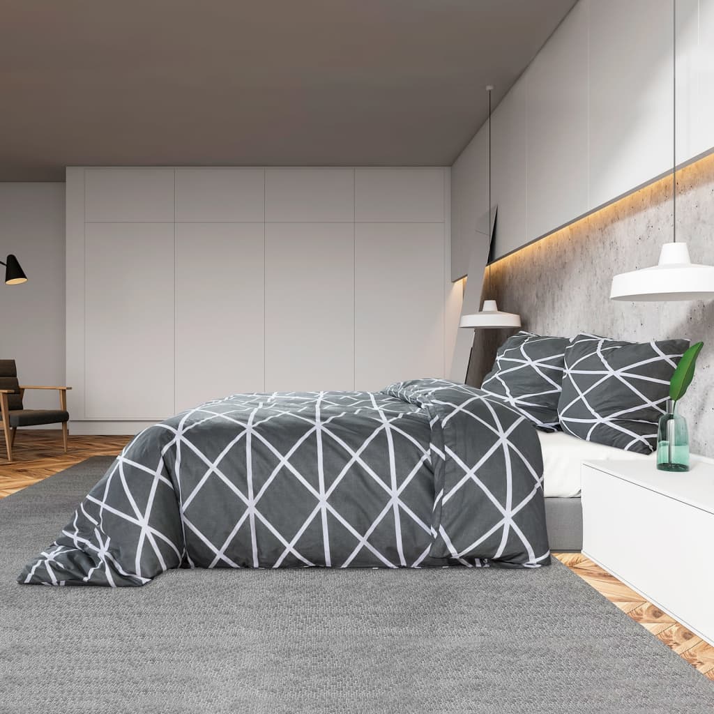 Conjunto de capa de edredão 220x240 cm algodão cinza vidaXL - 7