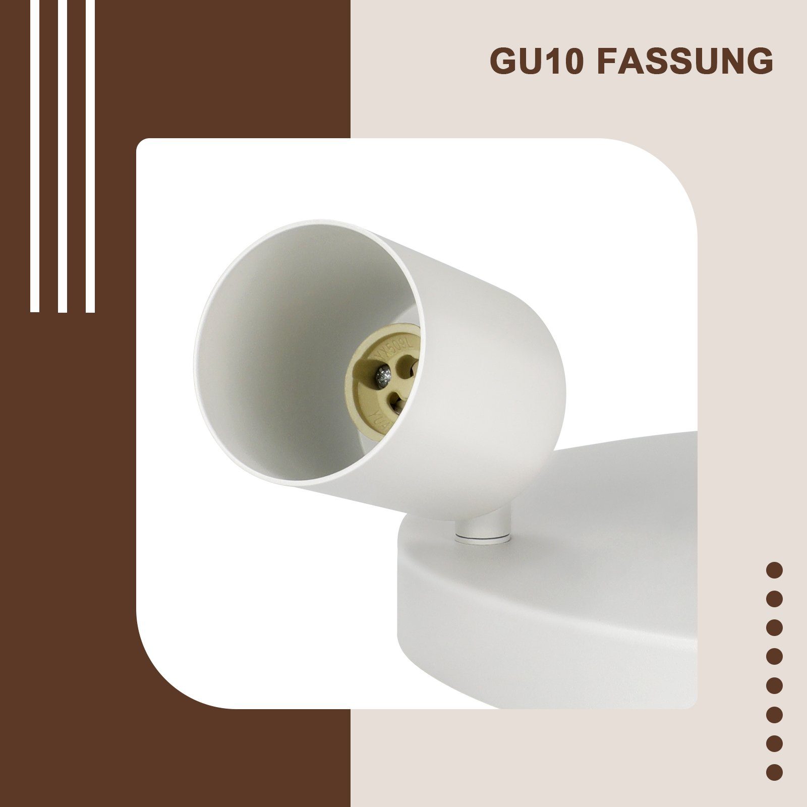 NETTLIFE 3 Spots de plafond couloir salon blanc rond GU10 en métal orientables design pour chambre cuisine - 5