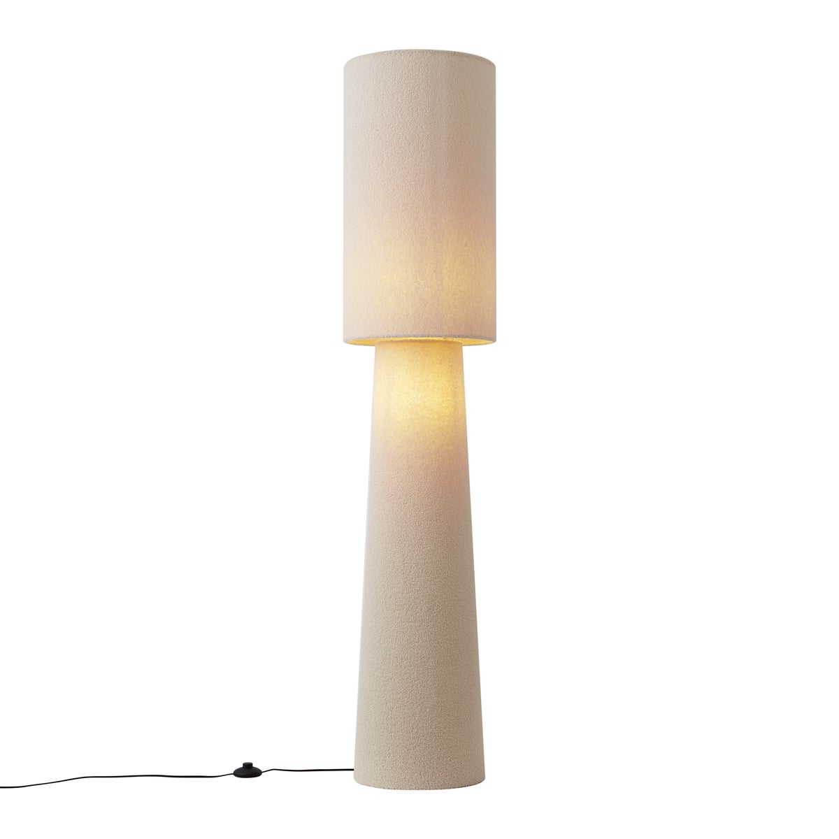 Lampa podłogowa Japandi Beżowa Tkanina Teddy 2-źródła światła - Trompet