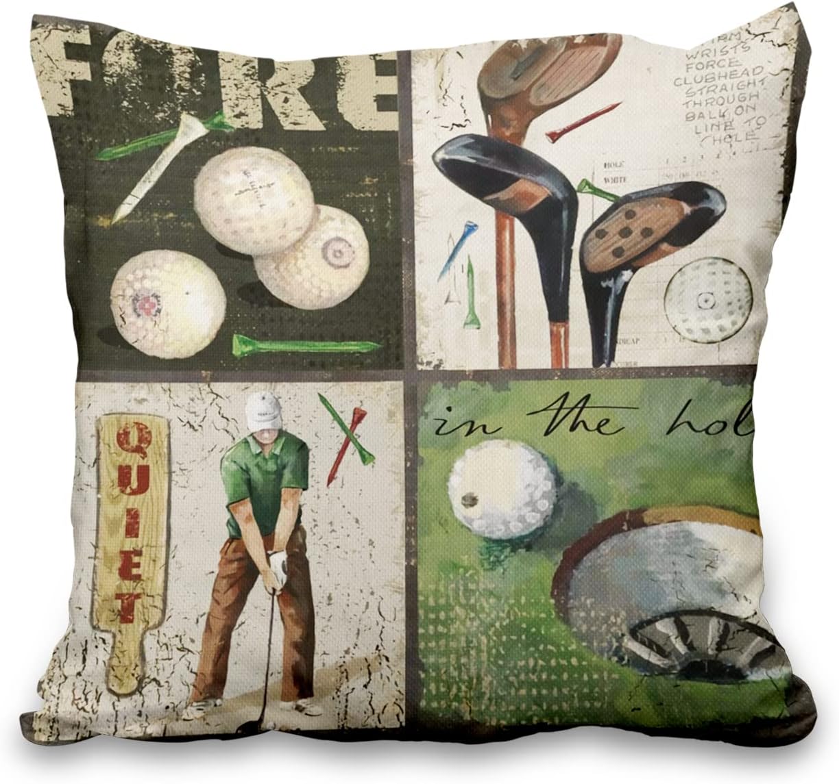Lot de 4 housses de coussin de golf, 45 x 45 cm, housses de coussin carrées en lin noir pour canapé, salon, chambre, décoration intérieure. - 6