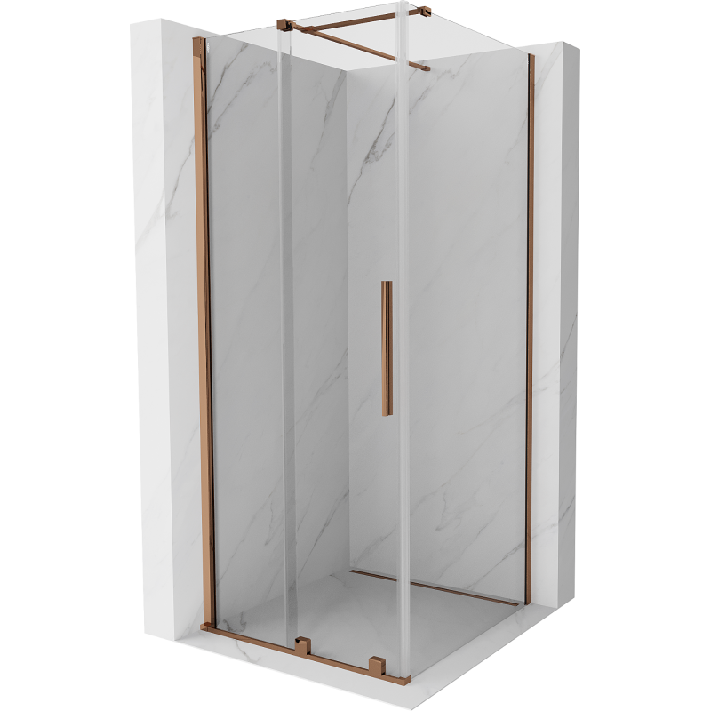 Mexen Velar kabina prysznicowa rozsuwana 120 x 120 cm, transparent, różowe złoto - 871-120-120-01-60