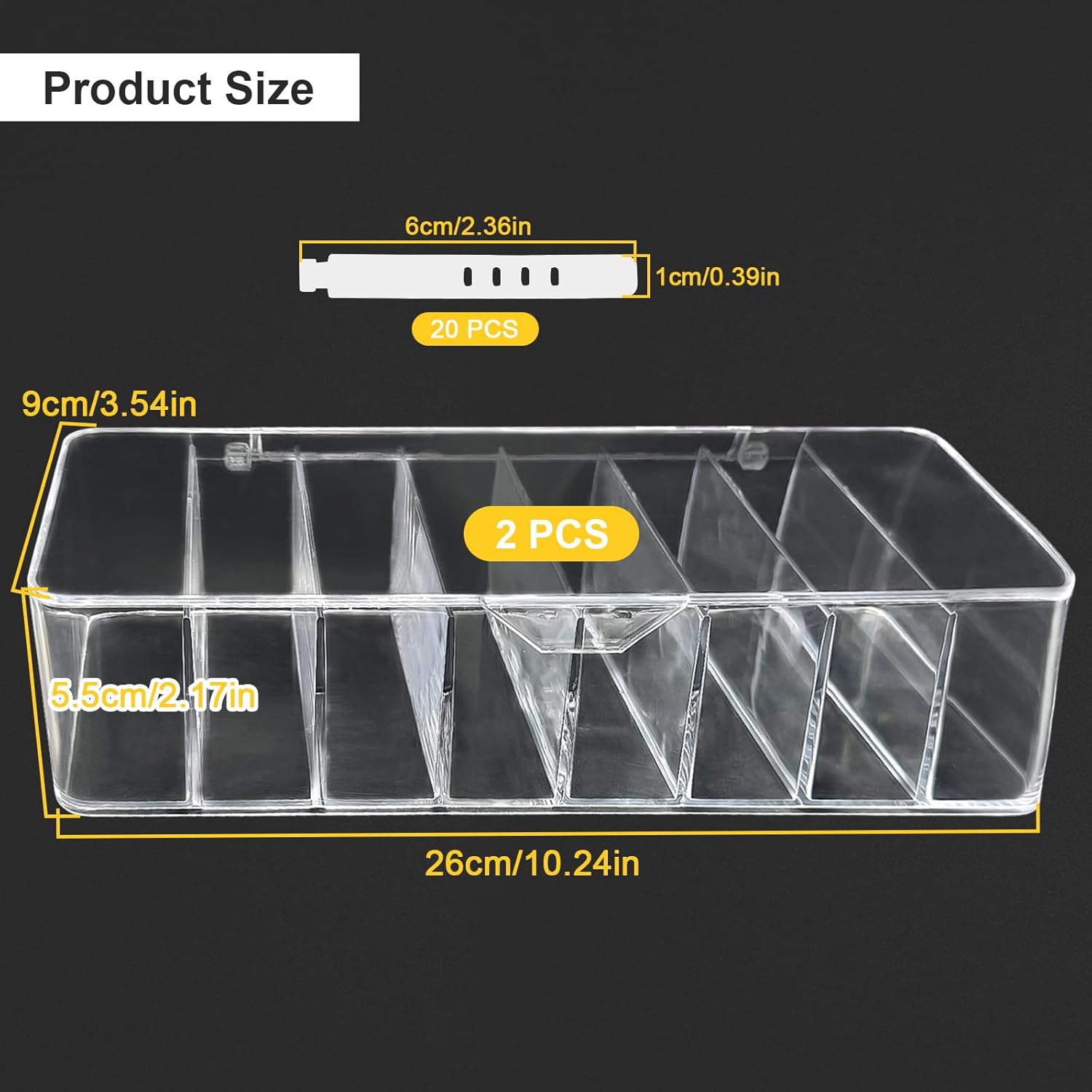 Lot De 3 Boîtes De Rangement Transparentes Pour Câbles - 7 Compartiments - Avec Serre-câbles - Pour Bureau Et Maison