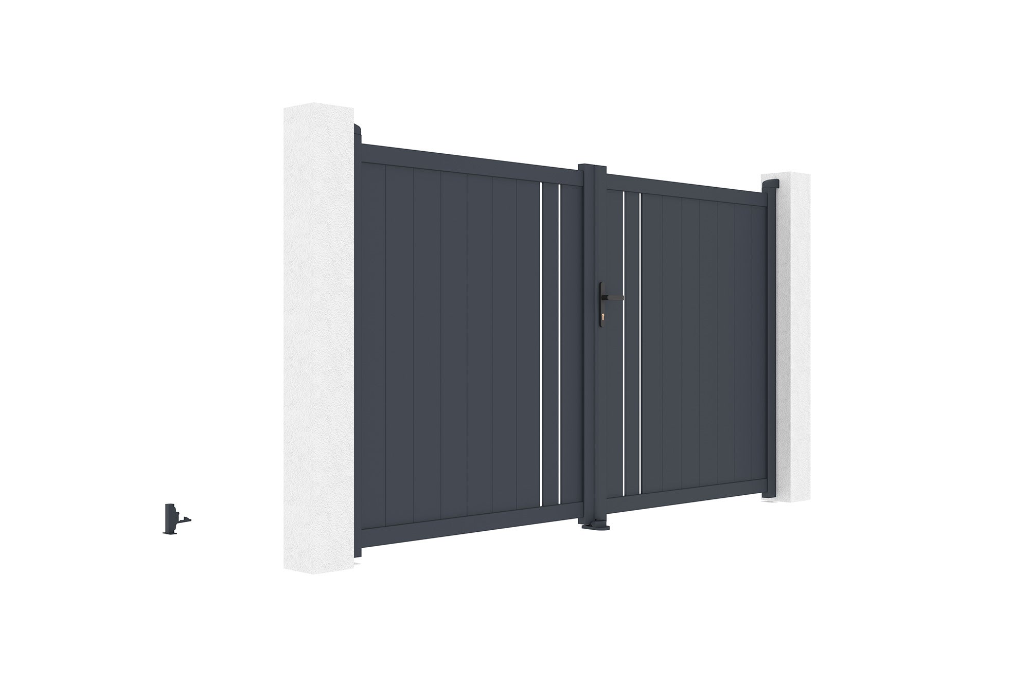 Portail battant 3m GIONA H.180 aluminium gris - 3
