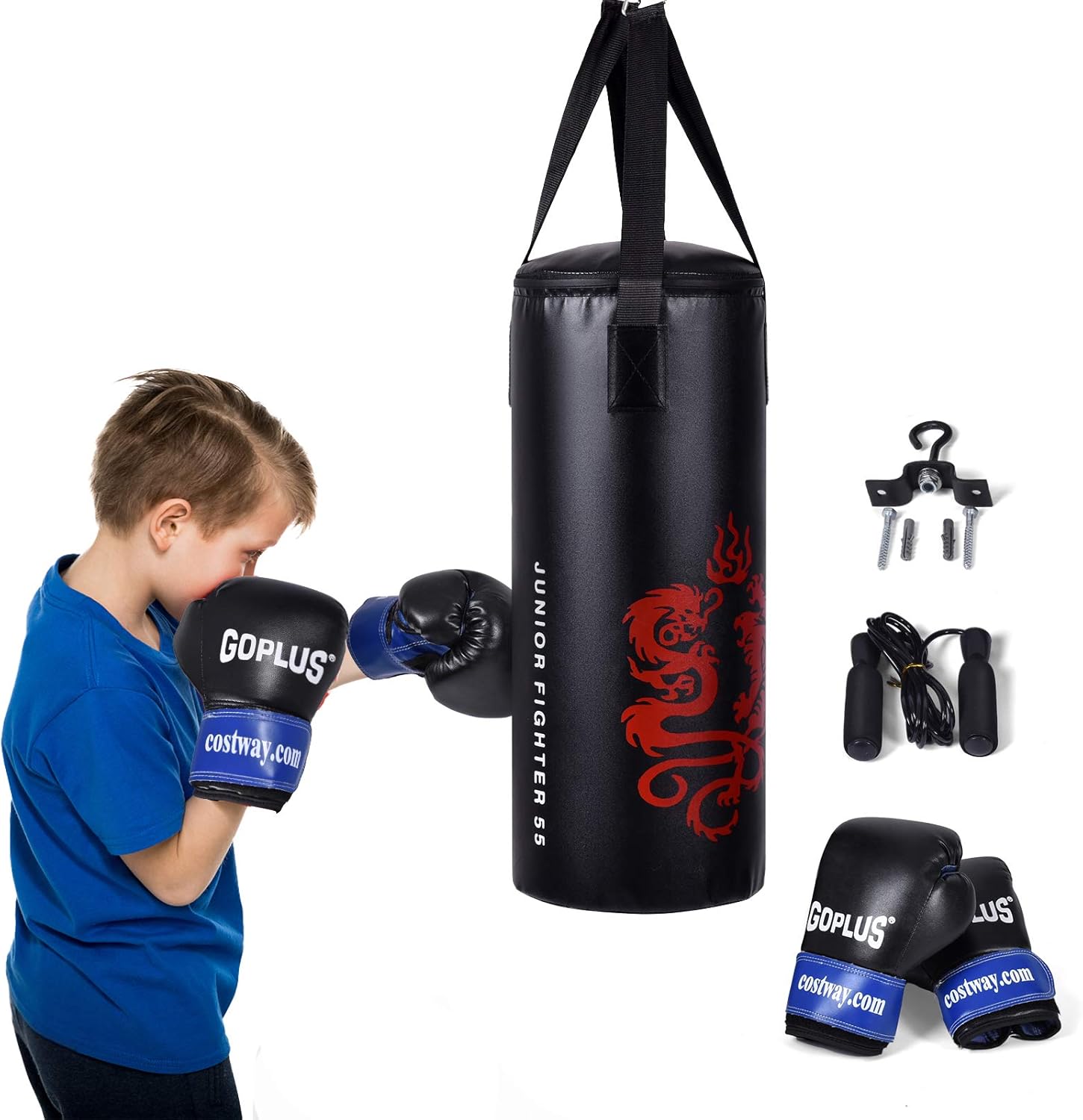 Sac de Frappe pour Enfants Suspendu avec Gants de Protection et