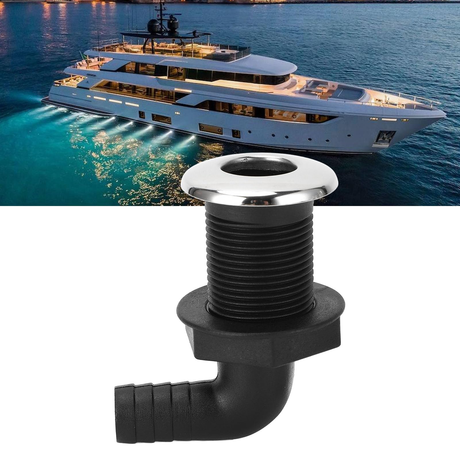Connettore Passascafo Per Barca – Raccordo In ABS 3/4 Di Pollice (1,9 Cm), Per Tubo Flessibile Di Scarico, Bianco