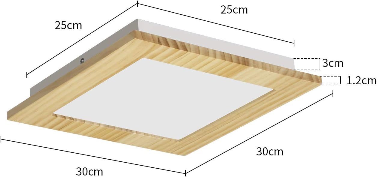 NETTLIFE Plafonnier LED Salon Bois Plat Chambre Panneau Couloir Intérieur 3000 K Blanc Chaud 30 cm 17 W pour Cuisine Salle à manger Escaliers Balcon - 5